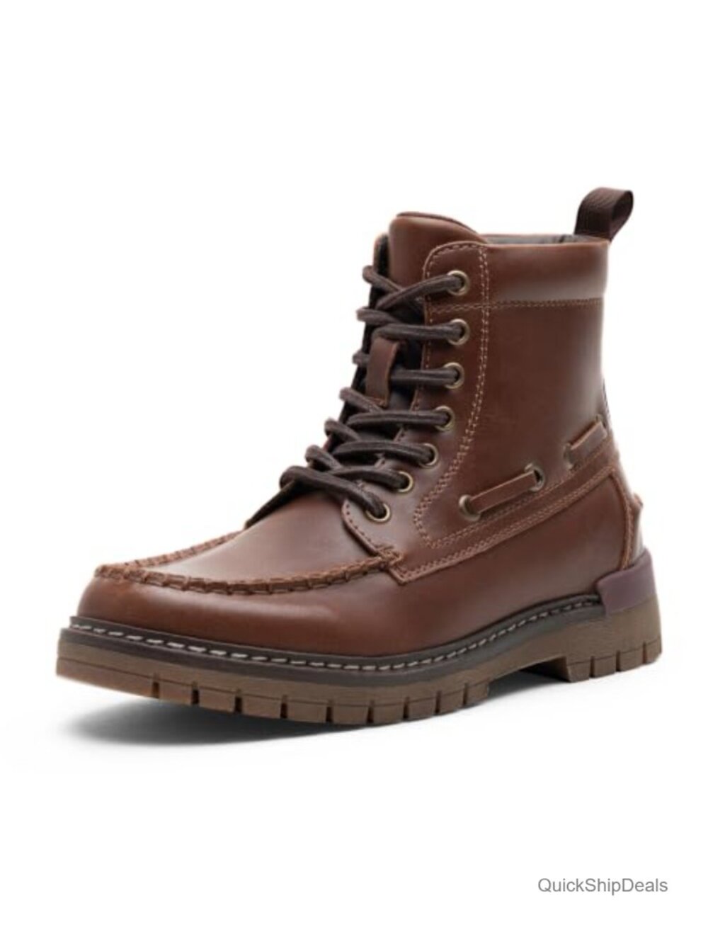 Moc Toe Ankle Combat Boots Lace Up Retro Low Heel Booties